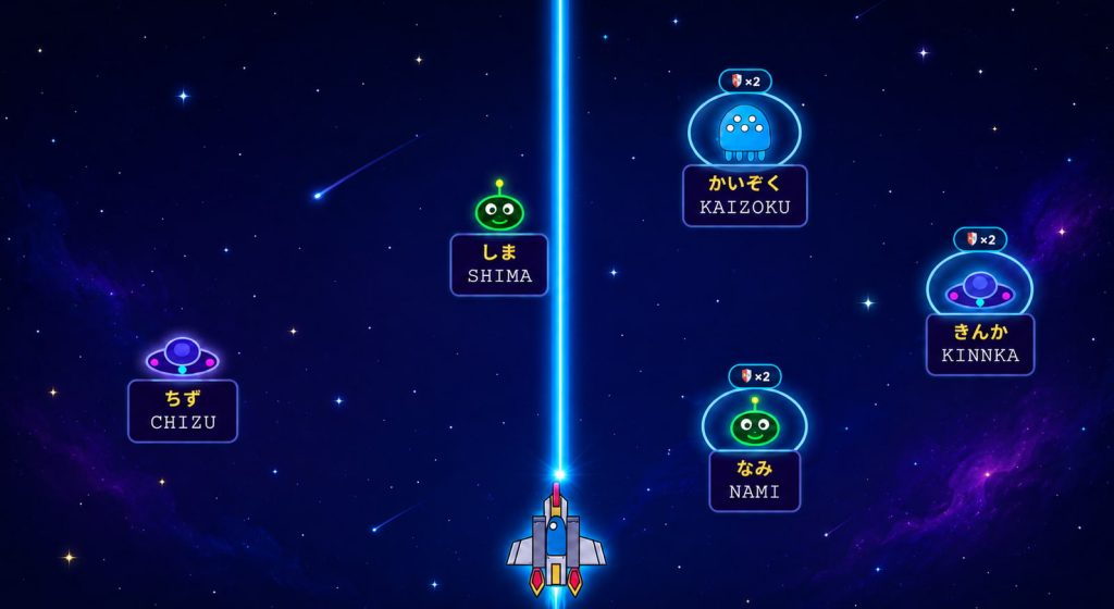 宇宙探検マップのゲームUI